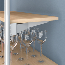 51.25"L x 20"W x 4.5"H Inch Pipeline Outrigger Kit Six Gloss White Frame with Raw Oak Wood Grain Shelves PSORW2OK
