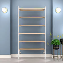 51.25"L x 20"W x 4.5"H Inch Pipeline Outrigger Kit Six Gloss White Frame with Raw Oak Wood Grain Shelves PSORW2OK
