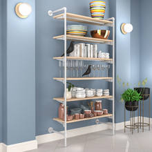 51.25"L x 20"W x 4.5"H Inch Pipeline Outrigger Kit Six Gloss White Frame with Raw Oak Wood Grain Shelves PSORW2OK