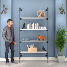 51.25"L x 20"W x 4.5"H Inch Pipeline Outrigger Kit Four Wood Anthracite Grey Frame with White Shelves PSORG3WH