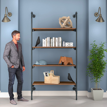 51.25"L x 20"W x 4.5"H Inch Pipeline Outrigger Kit Four Anthracite Grey Frame with Dark Brown Wood Grain Shelves PSORG3BN