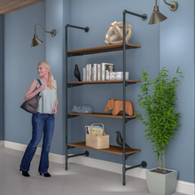 51.25"L x 20"W x 4.5"H Inch Pipeline Outrigger Kit Four Anthracite Grey Frame with Dark Brown Wood Grain Shelves PSORG3BN