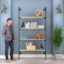 51.25"L x 20"W x 4.5"H Inch Pipeline Outrigger Kit Four Anthracite Grey Frame with Raw Oak Wood Grain Shelves PSORG3OK