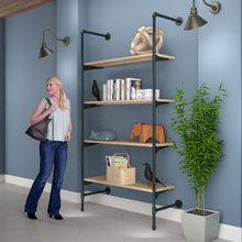 51.25"L x 20"W x 4.5"H Inch Pipeline Outrigger Kit Four Anthracite Grey Frame with Raw Oak Wood Grain Shelves PSORG3OK