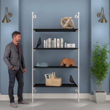 51.25"L x 20"W x 4.5"H Inch Pipeline Outrigger Kit Four Wood Gloss White Frame with Black Shelves PSORW3BK