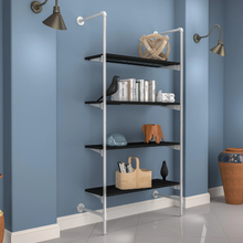51.25"L x 20"W x 4.5"H Inch Pipeline Outrigger Kit Four Wood Gloss White Frame with Black Shelves PSORW3BK