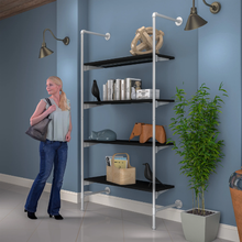 51.25"L x 20"W x 4.5"H Inch Pipeline Outrigger Kit Four Wood Gloss White Frame with Black Shelves PSORW3BK