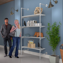 51.25"L x 20"W x 4.5"H Inch Pipeline Outrigger Kit with Four Wood Gloss White Frame with Shelves PSORW3WH