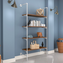 51.25"L x 20"W x 4.5"H Inch Pipeline Outrigger Kit Four Gloss White Frame with Dark Brown Wood Grain Shelves PSORW3BN