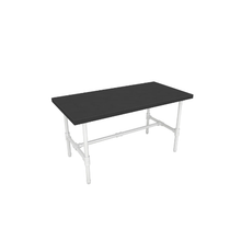 48"L x 24"W x 24"H Inch Pipeline Small Nesting Tables Gloss White Frame with Black Top PSNTSWBKSET