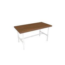 48"L x 24"W x 24"H Inch Pipeline Small Nesting Tables Gloss White with Dark Brown Woodgrain Top PSNTSWBNSET