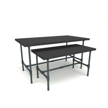 48"L x 24"W x 24"H Inch Pipeline Small Nesting Tables Anthracite Grey Frame with Black Top PSNTSGBKSET
