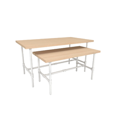 48"L x 24"W x 24"H Inch Pipeline Small Nesting Tables Anthracite Grey Frame with Oak Top PSNTSWOAKSET