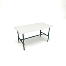 48"L x 24"W x 24"H Inch Pipeline Small Nesting Tables Anthracite Grey Frame with White Top PSNTSGWSET