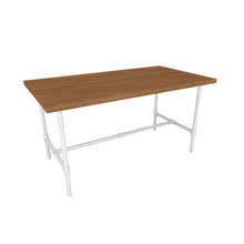 58"W x 30"D x 30½"H Inch Pipeline Large Nesting Tables Gloss White Frame with Dark Brown Woodgrain Top PSNTLWBNSET