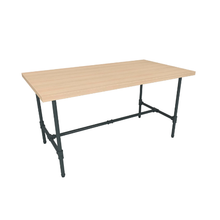 58"W x 30"D x 30½"H Inch Pipeline Large Nesting Tables Anthracite Grey Frame with Raw Oak Top PSNTLGOAKSET
