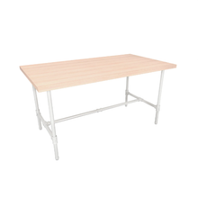 58"W x 30"D x 30½"H Inch Pipeline Large Nesting Tables Anthracite Grey Frame with Raw Oak Top PSNTLWOAKSET