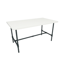 58"W x 30"D x 30½"H Inch Pipeline Large Nesting Tables Anthracite Grey Frame with White Top PSNTLGWSET
