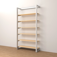 96"H x 50"W x 16"D Inch 1 Kit Alta Wall Unit with Six Shelves Retail Display Satin Chrome Finish T500SCK1