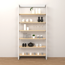 96"H x 50"W x 16"D Inch 1 Kit Alta Wall Unit with Six Shelves Retail Display Satin Chrome Finish T500SCK1