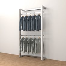 96"H x 50"W x 16"D Inch Alta Wall Unit with Two Hangrails Retail Display Satin Chrome T500SCK2