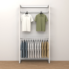 96"H x 50"W x 16"D Inch Alta Wall Unit with Two Faceouts and Hangrail Retail Display Satin Chrome T500SCK3