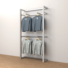 96"H x 50"W x 16"D Inch Alta Wall Unit with Four Faceouts Retail Display Satin Chrome T500SCK4
