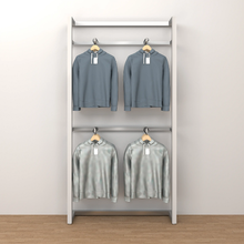 96"H x 50"W x 16"D Inch Alta Wall Unit with Four Faceouts Retail Display Satin Chrome T500SCK4