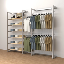 96"H x 50"W x 16"D Inch Double Alta Wall Unit with Hanging and Shelving Retail Display Satin Chrome T500SCK5