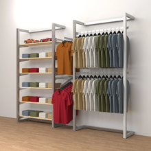 96"H x 50"W x 16"D Inch Double Alta Wall Unit with Shelving and Hanging Retail Display Satin Chrome T500SCK6
