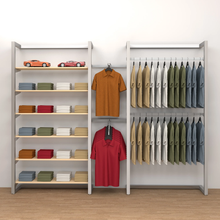 96"H x 50"W x 16"D Inch Double Alta Wall Unit with Shelving and Hanging Retail Display Satin Chrome T500SCK6