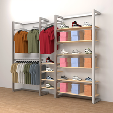 96"H x 50"W x 16"D Inch Double Alta Wall Unit with Hanging and Extra Shelving Retail Display Satin Chrome T500SCK7