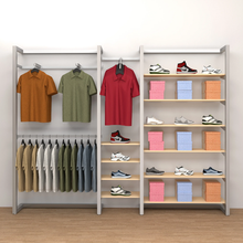 96"H x 50"W x 16"D Inch Double Alta Wall Unit with Hanging and Extra Shelving Retail Display Satin Chrome T500SCK7