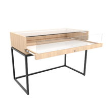 33-3/4" H x 48" W x 24" D Inch Deluxe Retail Display Case with Open Base for Raw Oak Wood and Matte Black Frame DDKIT85BOAK