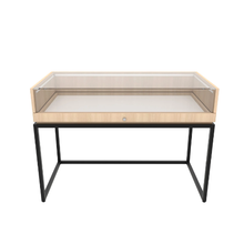 33-3/4" H x 48" W x 24" D Inch Deluxe Retail Display Case with Open Base for Raw Oak Wood and Matte Black Frame DDKIT85BOAK