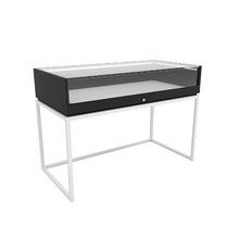33-3/4" H x 48" W x 24" D Inch Deluxe Retail Display Case with Open Base for Matte Black Wood and Gloss White Frame DDKIT85WB