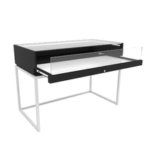 33-3/4" H x 48" W x 24" D Inch Deluxe Retail Display Case with Open Base for Matte Black Wood and Gloss White Frame DDKIT85WB