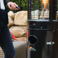35000 BTU Round Flame Tower Heater with Remote Control Satin Black OH-BL32-7R