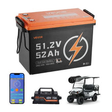 48V 52AH Lithium Golf Cart Battery with 15A Charger Lifepo4 Battery Kit Built-in 100A BMS Trolling Motors