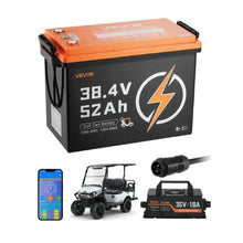 36V 52AH Lithium Golf Cart Battery with 18A Charger Lifepo4 Battery Kit Built-in 100A BMS,Trolling Motors