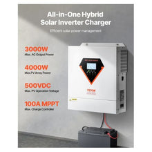 3000W Hybrid Solar Inverter All in One Pure Sine Wave Power Inverter Charger with Built-in 100A MPPT Solar Controller