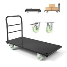 Heavy Duty Platform Truck Industrial Steel Flatbed Cart with Swivel Wheels and Handle Platform Hand Push Truck Dolly for Luggage Moving