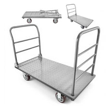 Platform Truck 2650 lbs Capacity Heavy Duty Flatbed Cart Dolly with Detachable Guardrail and Swivel Wheels Foldable Hand Push Truck Cart