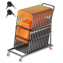 Folding Chair Rack L-shape Vertical Placement Chair Cart Heavy-duty Metal Chair Storage Dolly with Rubber Wheels