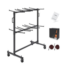 Folding Chair Cart Double Layer Mobile Stackable Chair Dolly Storage Rack Trolley with 530 Lbs Capacity to Store 84 Chairs Heavy Duty Iron Chairs Holder