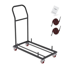 Folding Chair Dolly Iron Commercial Cart with 12 Chairs Capacity Folding Chairs Rack Trolley with 4 Casters Transport Dolly for Flat Stacking Plastic Resin and Wood Chairs