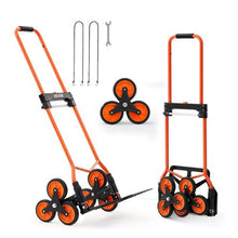 Stair Climbing Cart 120 lbs Stair Climbing Capacity Portable Folding Trolley Cart with Telescoping Handle 6 Wheels and 2 Bungee Cords