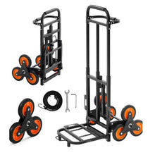 Stair Climbing Cart 220 lbs Stair Climbing Capacity Heavy Duty Folding Trolley Cart with Telescoping Handle 6 Wheels and 2 Bungee Cords