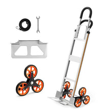 Stair Climbing Cart Aluminum Alloy Folding Trolley Cart with Telescoping Handle 6 Wheels and 2 Bungee Cords