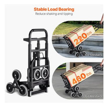 Stair Climbing Cart 460 lbs Capacity Stair Climber Hand Truck and Dolly Heavy-Duty Folding Trolley Cart with Dual Handle 6 Wheels & 2 Elastic Ropes for Home Office